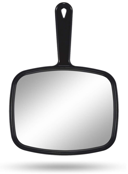PROTECLE Hand Mirror, 10.3" L x 7.4" W Salon Barber Hairdressing Handheld Mirror with Handle, Square Black