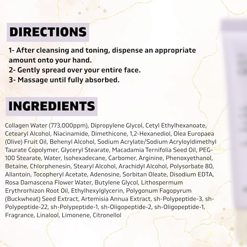 Korean Collagen Moisturizer with Peptides & Niacinamide - Anti-Aging Cream for Dry Skin