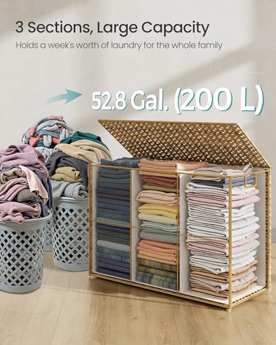 Laundry Hamper with Lid - 52.8 Gal Synthetic Rattan Foldable Storage - Goose Yellow
