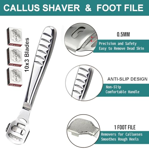 Pedicure Tools Set 40 Pcs Foot Care Kit with Callus Shaver & Blades