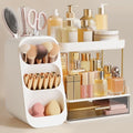 White 3-Tier Bathroom Organizer with Brush Holder for Vanity & Counter - HBlife