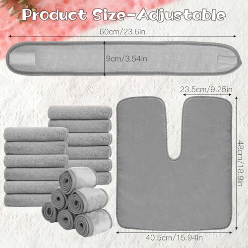 18PCS U-Shaped Microfiber Facial Towels for Estheticians & Spa, Grey