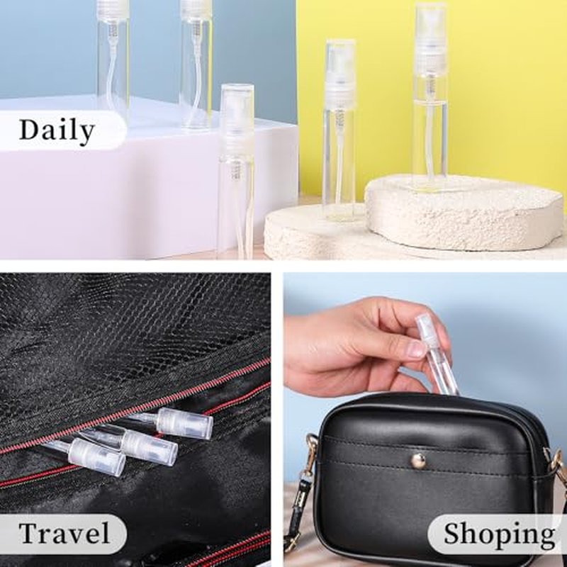 300 Pcs 5ml Mini Spray Bottles Clear Glass Perfume Bottles Refillable Fine Mist Bottle Small Empty Fragrance Sample Spray Containers Travel Portable Bottle for Cleaning, Essential Oils