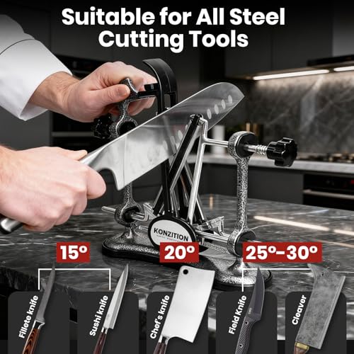 KONZITION Gunmetal Grey Adjustable V-Shape Knife Sharpener Replacement for Warthog, Home & Kitchen