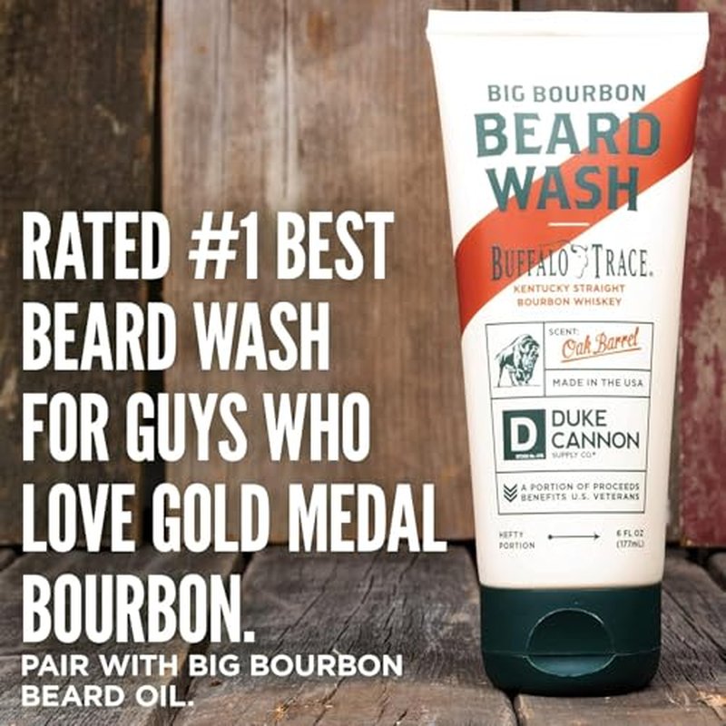 Duke Cannon Supply Co. Big Bourbon Beard Wash, 6 Fl Oz, Oak Barrel Scent - Made in the USA with domestic & globally sourced materials to Strengthen, Rejuvenate, Soften and Condition