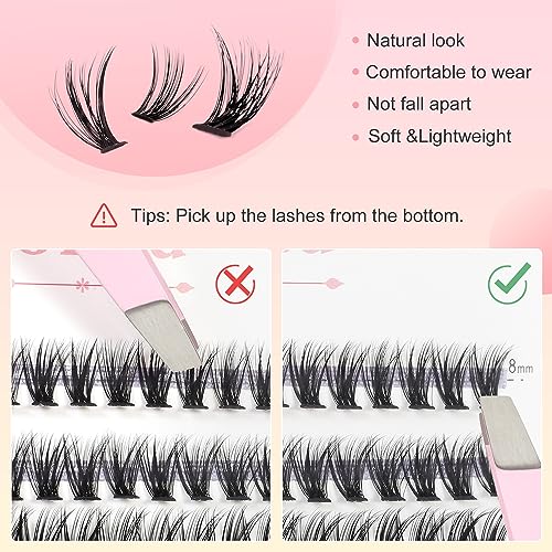 DIY Lash Extension Kit Individual Lashes Cluster D Curl Eyelash Extension Kit 40D 8-16mm Mix Lash Clusters with Lash Bond and Seal and Lash Applicator Tool for Self Application at Home