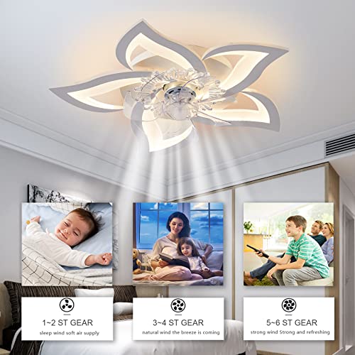 Bevenus White Modern Flower Ceiling Fan with Lights, Dimmable Remote & App Control