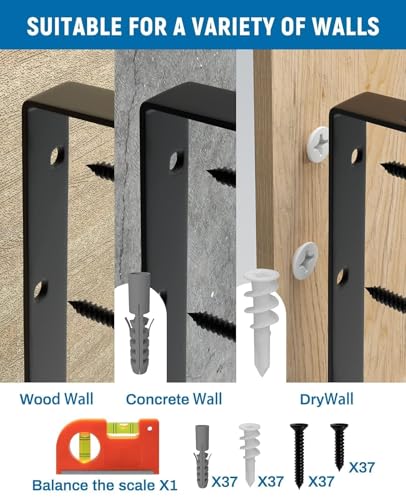 18 Inch Heavy Duty Shelf Brackets - Black 12 Pack Floating Support