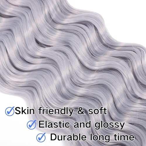 Grey Deep Wave Human Braiding Hair 24 Inch, 100g, for Boho & Knotless Braids - Hailookmey