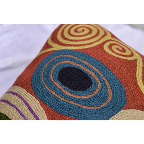 Klimt Rust Pillow Cover | Art Nouveau Bronze Pillows | Mid Century Modern Copper Pillowcase | Modern Chair Cushion | Modern Farmhouse Pillows | Hand Embroidered Wool Size 18x18