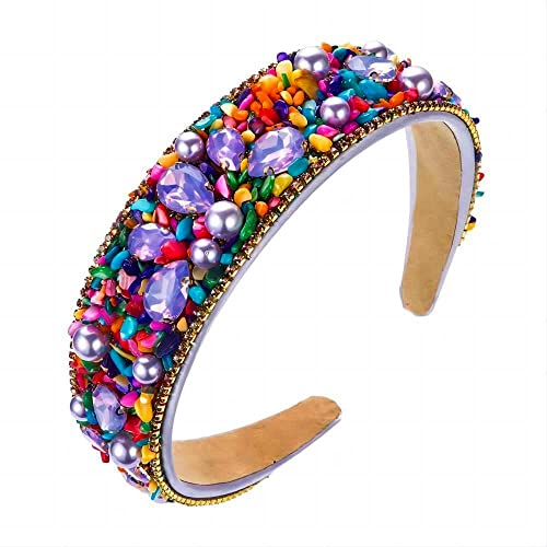 Girls Rainbow Rhinestone Headband - Purple & Pink Party Hair Accessories