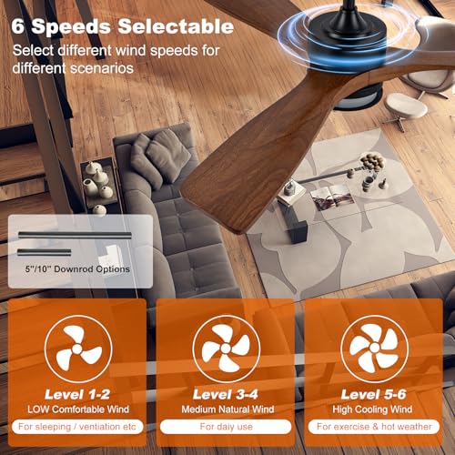 Walnut 52-Inch Outdoor Ceiling Fan with Light, Remote, Reversible Motor