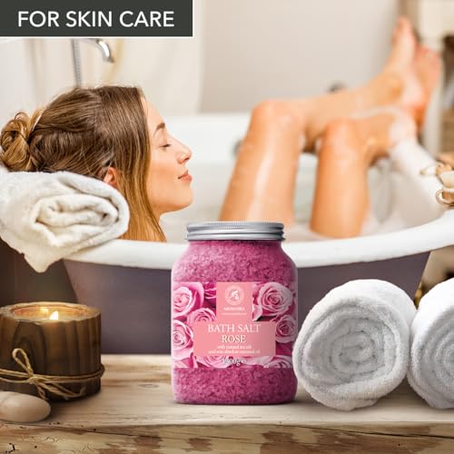 Rose Bath Salts 46 Oz with Natural Rosewood & Rose Extract – Spa Skin Care, Variation of 45.85 Ounce