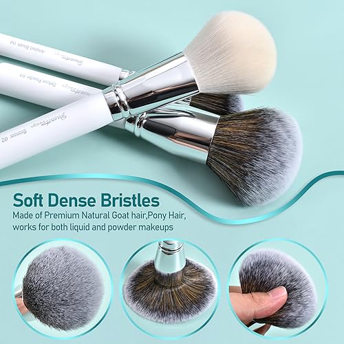 Makeup Brush Set 32 Pcs Goat & Horse Hair Professional Brushes - White B-Variation