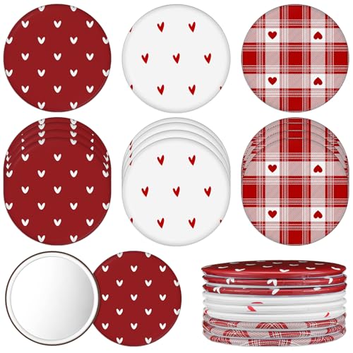 Geetery 240 Pcs Heart Compact Mirrors Gifts Bulk Mini Small Circle Portable Pocket Purse Red Love Heart Mirrors for Makeup Travel Women Mother Friends Adults Office Coworker Employee Team Staff Gifts
