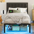 Twin Bed Frame with Headboard, Smart LED & Charging Station - OLEVS