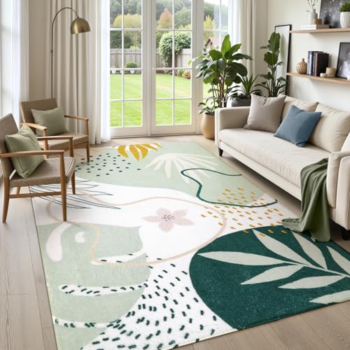 Lahome 8x10 Green Machine Washable Area Rug - Non-Slip Indoor Floor Carpet