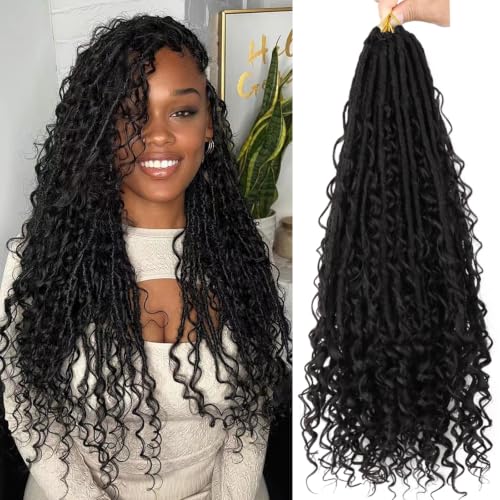 Boho Faux Locs Crochet Hair 24 Inch - 8 Packs Soft Curly Ends for Black Women - Variation of THIS listing