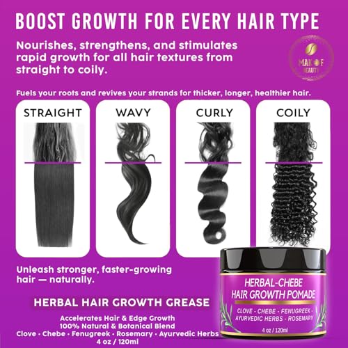 Chebe Hair Growth Grease - Herbal Pomade for Hair Loss & Edges - 4oz