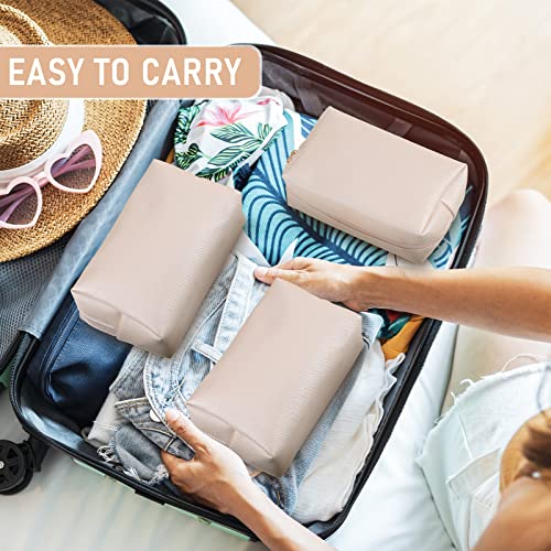 Preppy Patch Makeup Bag Set - Waterproof PU Leather Cosmetic Pouches for Travel, White & Gold