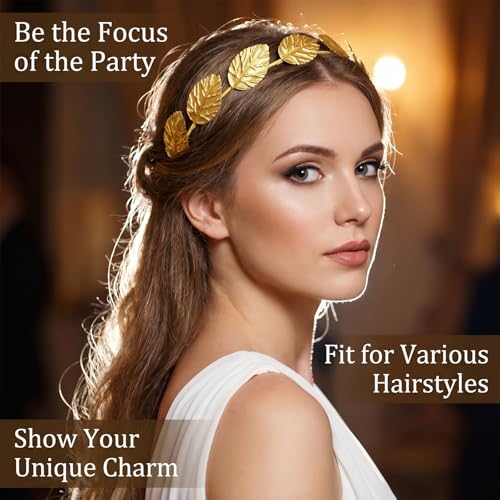 24 Pcs Gold Laurel Crown Wreath Headpiece - Roman Style Hair Accessories for Cosplay, Weddings, Parties