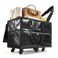 PASMAN Reusable Large Rolling Grocery Bag with Wheels - Black, 109L