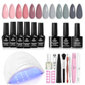Beetles Gel Nail Polish Kit with UV/LED Light - Hot Pink Magenta, 6 Colors