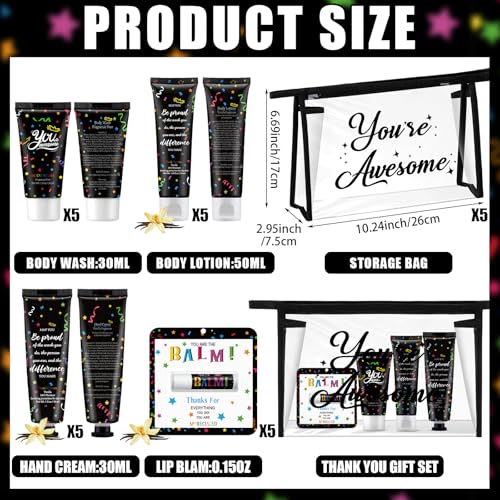 50 Pieces Employee Appreciation Gifts Bulk Lip Balm Hand Body Lotions Coworker Team Thank You Gifts for Staff Volunteer Thanksgiving Christmas Appreciation Party Favors for Women Men