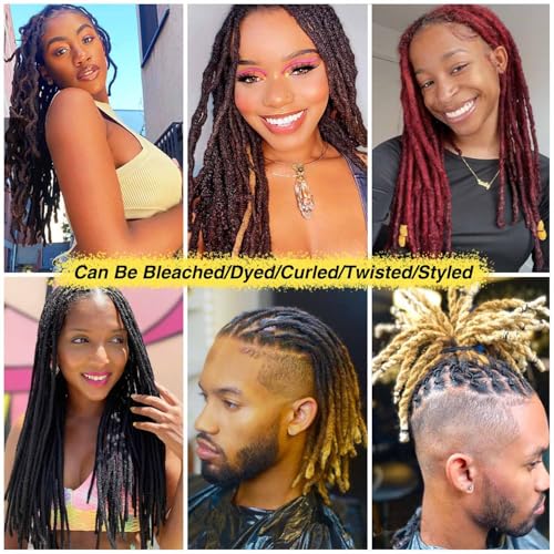 6 Inch Human Hair Loc Extensions - Short Dreadlock Extensions 0.4cm Thickness 30 Strands - Variation: 6 Inch/30 Locs / 1B/0.4cm