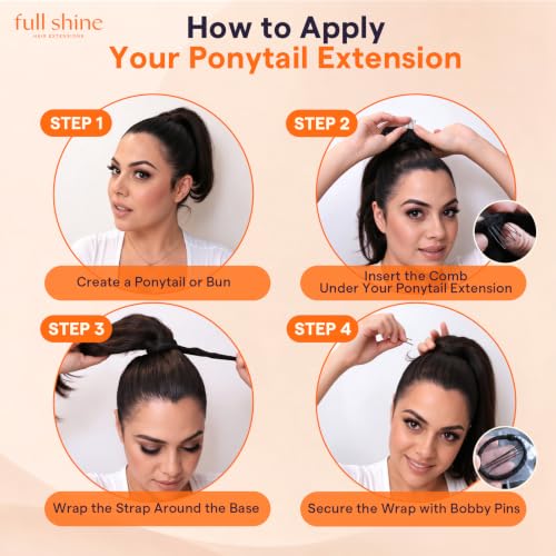 Deep Mocha Brown Balayage Ponytail Extension 12 Inch - Human Hair, Easy Clip-On Style - Full Shine Variation #2/8/2