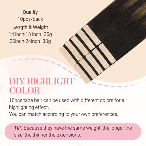 Balayage Dark Brown Mixed Chestnut Brown Tape in Hair Extensions 14 Inch 25g - 10 Pieces
