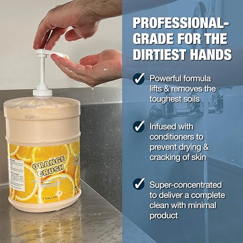 Zenex Orange Crush Hand Soap with Pumice 1 Gallon - Industrial Strength, 128 Fl Oz