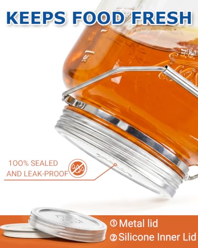 1 Gallon Glass Mason Jars with Airtight Lid & Wide Mouth - 2 Pack