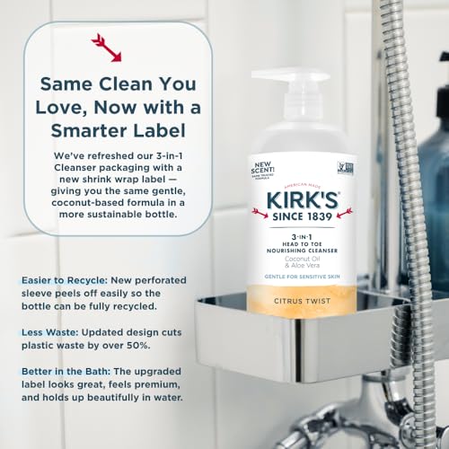 Kirk's Citrus Twist 3-in-1 Nourishing Cleanser & Travel Bar Soap - Pack of 2, 32 Fl Oz