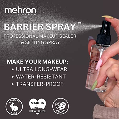 Mehron Makeup Barrier Spray 9 Fl Oz - Long-Lasting Setting & Primer Refill