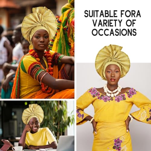 African Nigerian Gele Head Wrap for Women - Wedding & Party Turban
