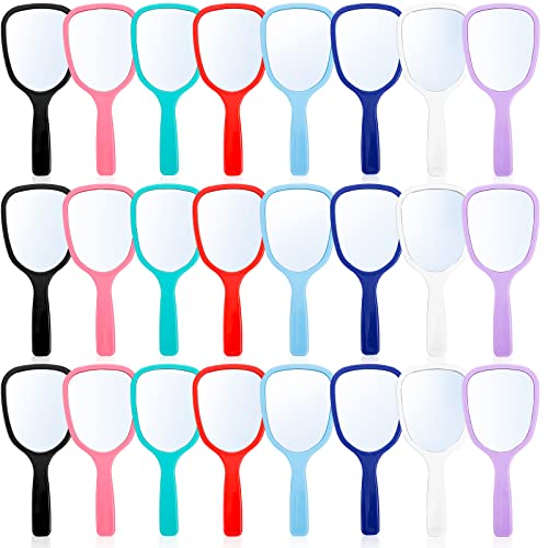 ZOOFOX 24 Pieces Hand Mirror, Small Handheld Mirror with Handle, Compact Makeup Mirror for Travel, Camping, Daily Use