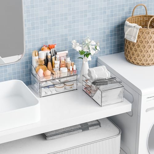 Yieach 6-Drawer Clear Makeup Organizer for Vanity and Counter - Stackable Cosmetic Storage