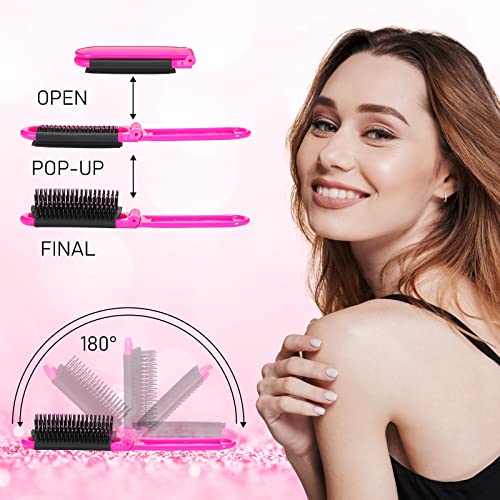 50 Pcs Travel Hair Brushes with Mirror, Foldable Portable Comb Set