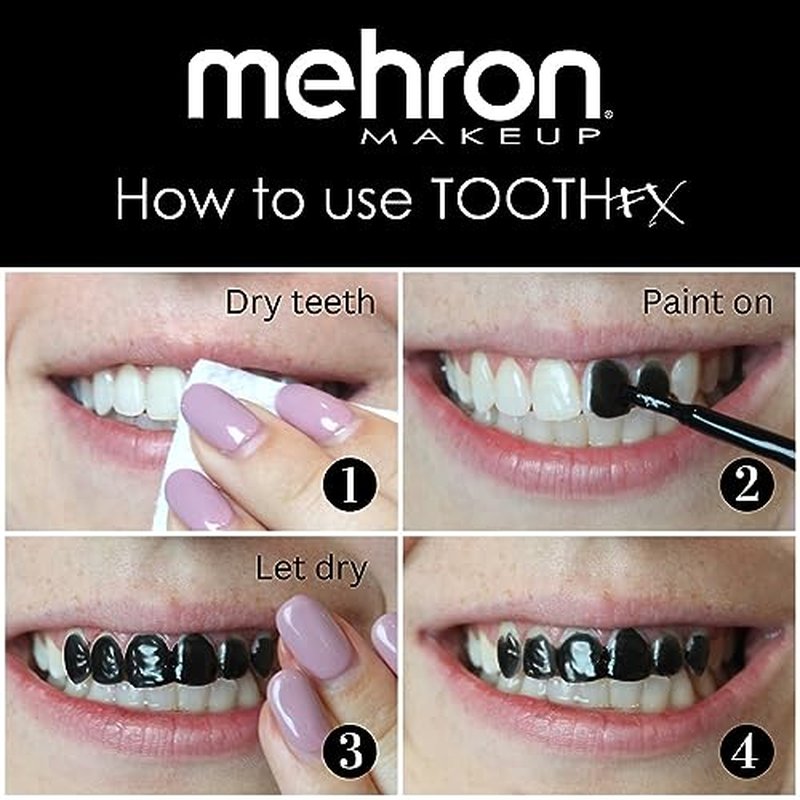 Mehron Makeup Tooth FX Black | Temporary Tooth Paint | Perfect for Creating Black Out Teeth Makeup, Rotten & Missing Teeth | SFX for Halloween, Cosplay, & Theater .125 oz (4 ml)
