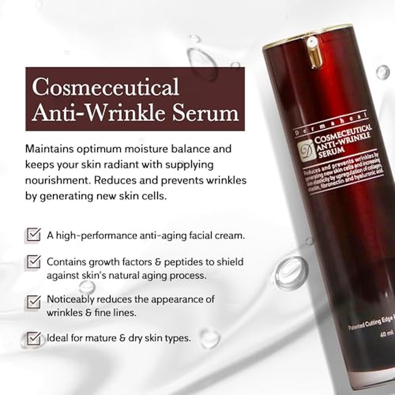 Anti-Wrinkle Serum Anti Aging Face Treatment with Biomimetic Peptides for Fine Lines Collagen & Radiance Concentrated Hydrating Essence for Face & Neck Repair 1.35 fl oz