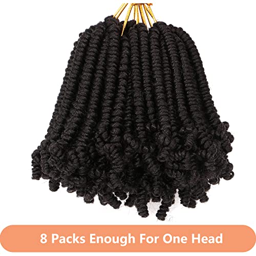 8 Packs Short Bob Spring Twist Crochet Hair - Passion Twist 6 Inch - Black Women - 1B# Variation