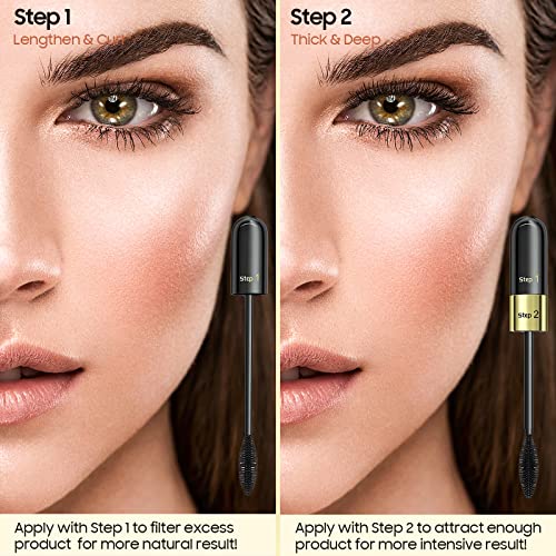 Volume and Length Liquid Mascara - Waterproof and Sweat Resistant Black Mascara Curling Eyelashes and Fast Dry, No Flaking and No Clumping, Cruelty Free, Create Dramatic Lashes (Black)