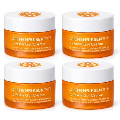 Ole Henriksen C-Rush Vitamin C Gel Moisturizer, Travel Size 0.5 oz (Pack of 4) | Lightweight Hydrating Face Moisturizing Gel-Cream | Citrus-Scented | Total 2.0 oz