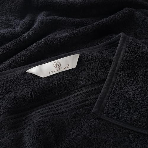 Superior Egyptian Cotton 10-Piece Face Towel Set , Small Towels For Facial, Spa, Quick Dry, Absorbent Towels, Bathroom Accessories, Guest Bath, Home Essentials, Washcloth, Airbnb, Black