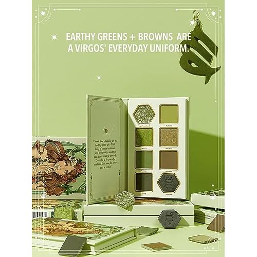 SHEGLAM Glitter Metallic Palette 8-Color High Pigment Green Gold Long Wearing Horoscope Collection Palette - Virtuous Virgo