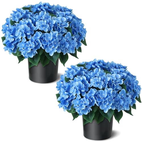 Artificial Hydrangea Topiary Tree Set - Outdoor UV-Resistant 18 Inch
