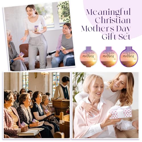 50 Sets Mothers Day Christian Gifts with Lavender Pocket Mirrors & Bible Verse Cards - Light Color