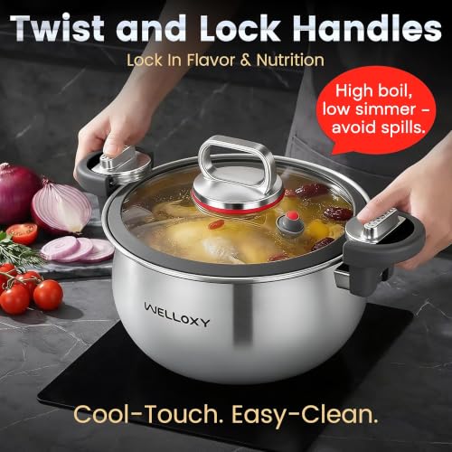 7.5 Qt Stainless Steel Stock Pot with Tight Lid - Energy-Efficient Cooking