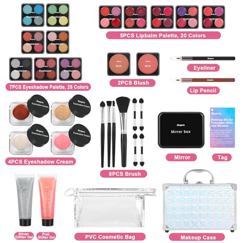 Anpro Mermaid Color All-In-One Makeup Kit for Girls 10-12, Teen Gift Set
